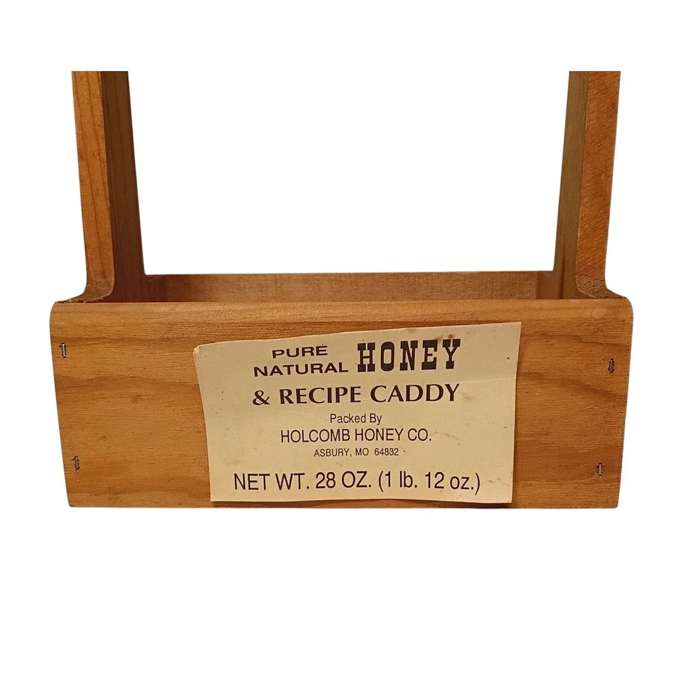 Small Vtg Wood Recipe‎ Card Box Carrying Caddy Handle Rustic Primitive Farmhouse